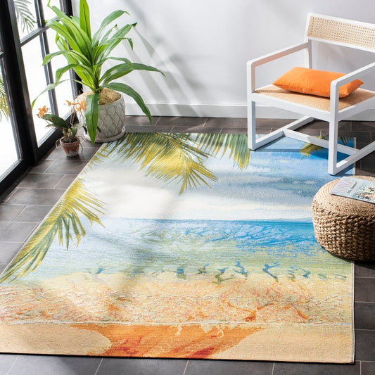 Barbados Nazan Tropical Indoor/ Outdoor Patio Backyard Soft Rug
