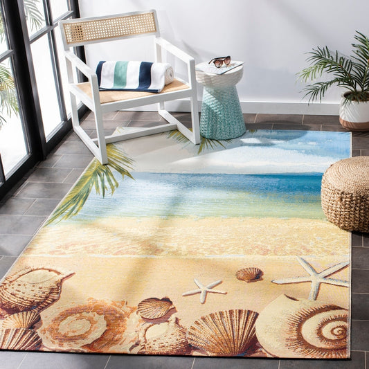 Barbados Sibilla Tropical Indoor/ Outdoor Patio Backyard Soft Rug