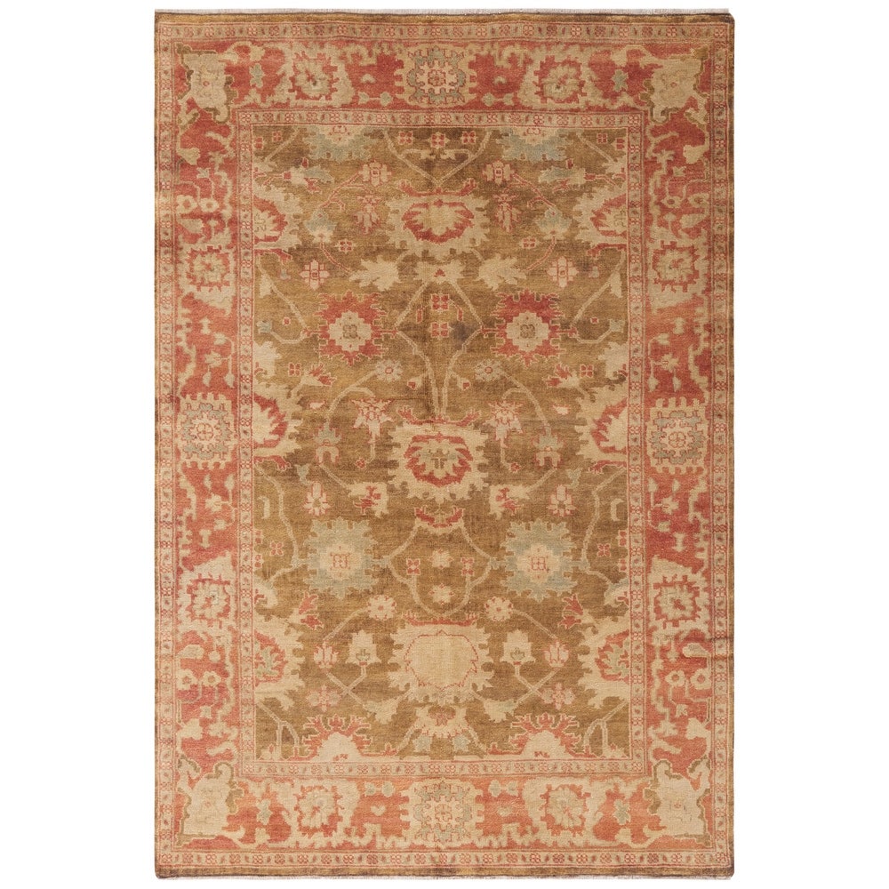 Couture Hand-knotted Oushak Mersiha Traditional Oriental Wool Rug with Fringe