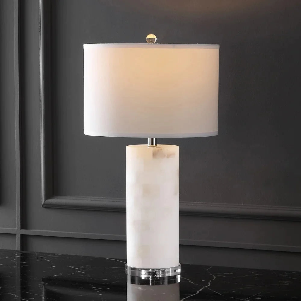 Couture Massey Round Alabaster Table Lamp - 15 IN W x 15 IN D x 27 IN H