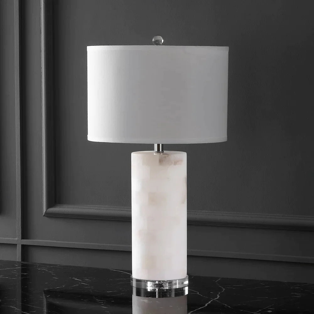 Couture Massey Round Alabaster Table Lamp - 15 IN W x 15 IN D x 27 IN H