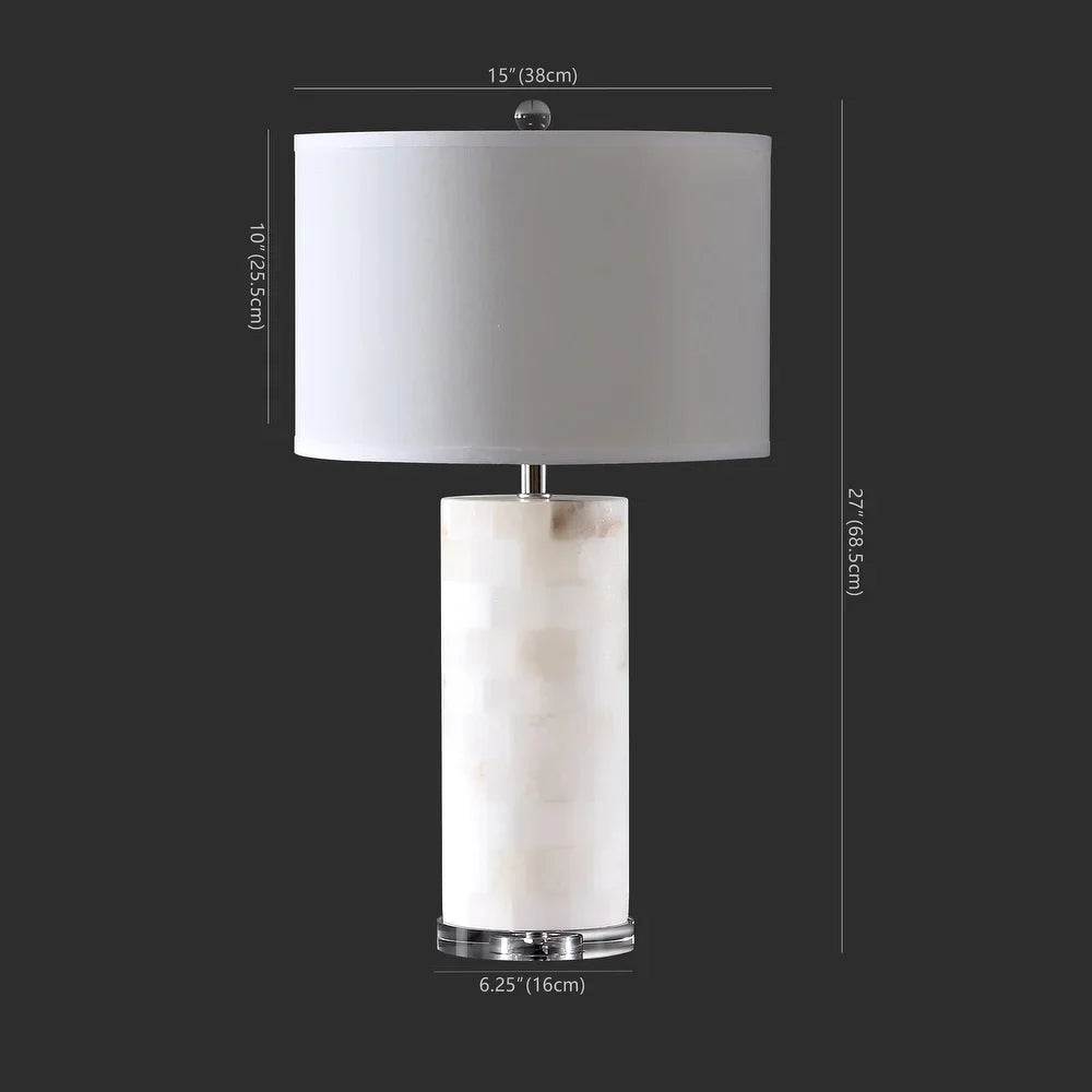 Couture Massey Round Alabaster Table Lamp - 15 IN W x 15 IN D x 27 IN H