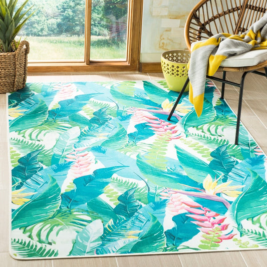 Daytona Cassandra Graphic Botanical Machine Washable Soft Rug