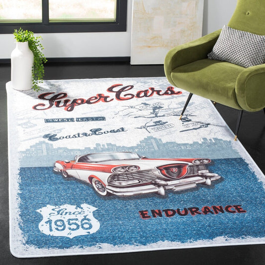 Daytona Jana Graphic Car Machine Washable Soft Rug