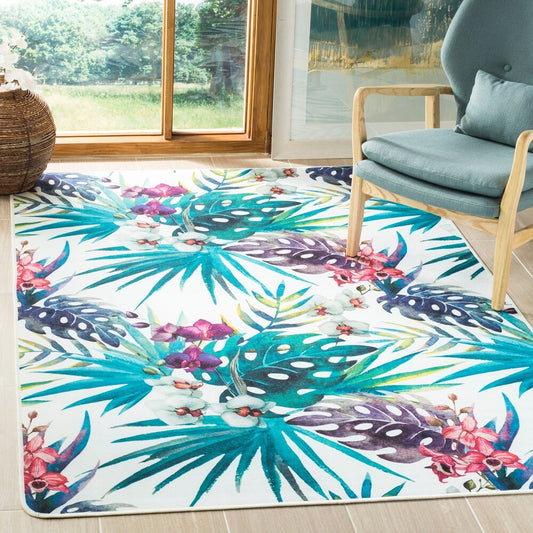 Daytona Leann Graphic Floral Machine Washable Soft Rug