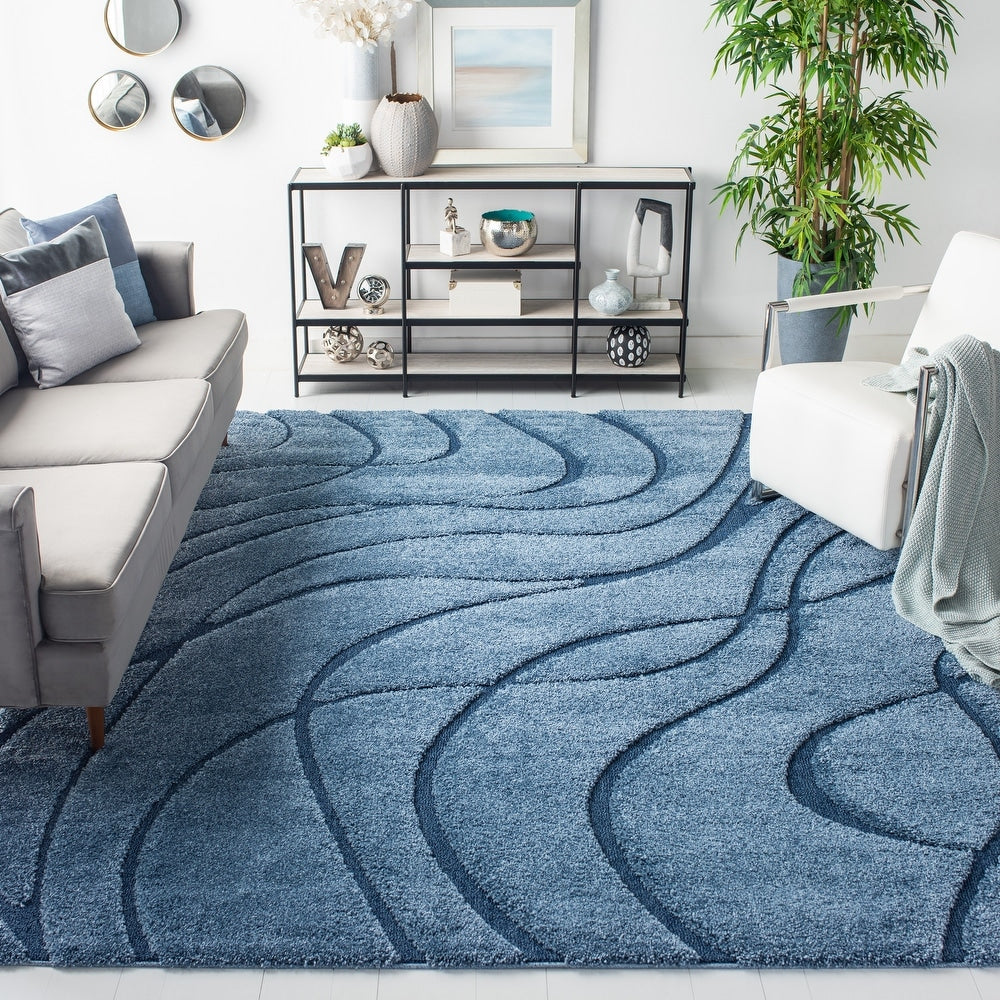 Florida Shag Sigtraud Abstract Waves  Thick Soft Area Rug