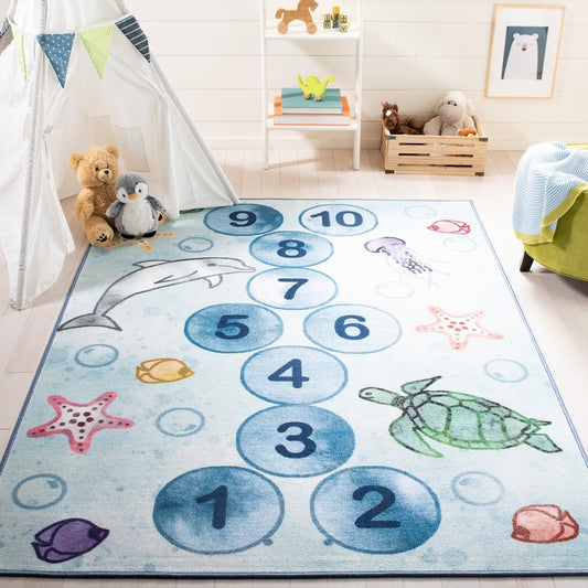 Kids Playhouse Etti Hopscotch Machine Washable Soft Rug
