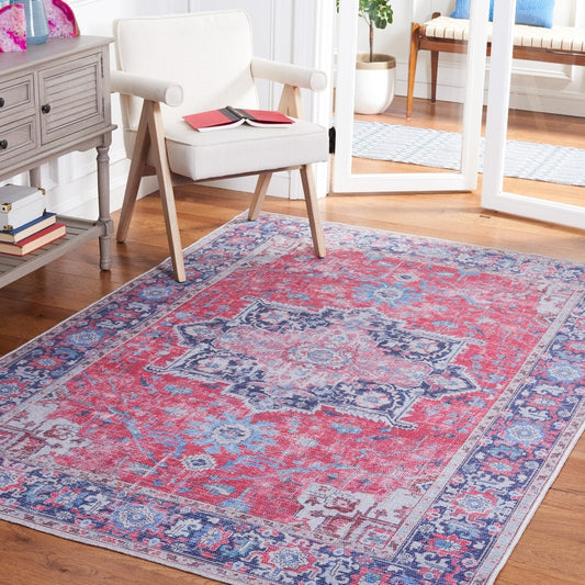 Serapi Sacha Medallion Distressed Machine Washable Soft Rug