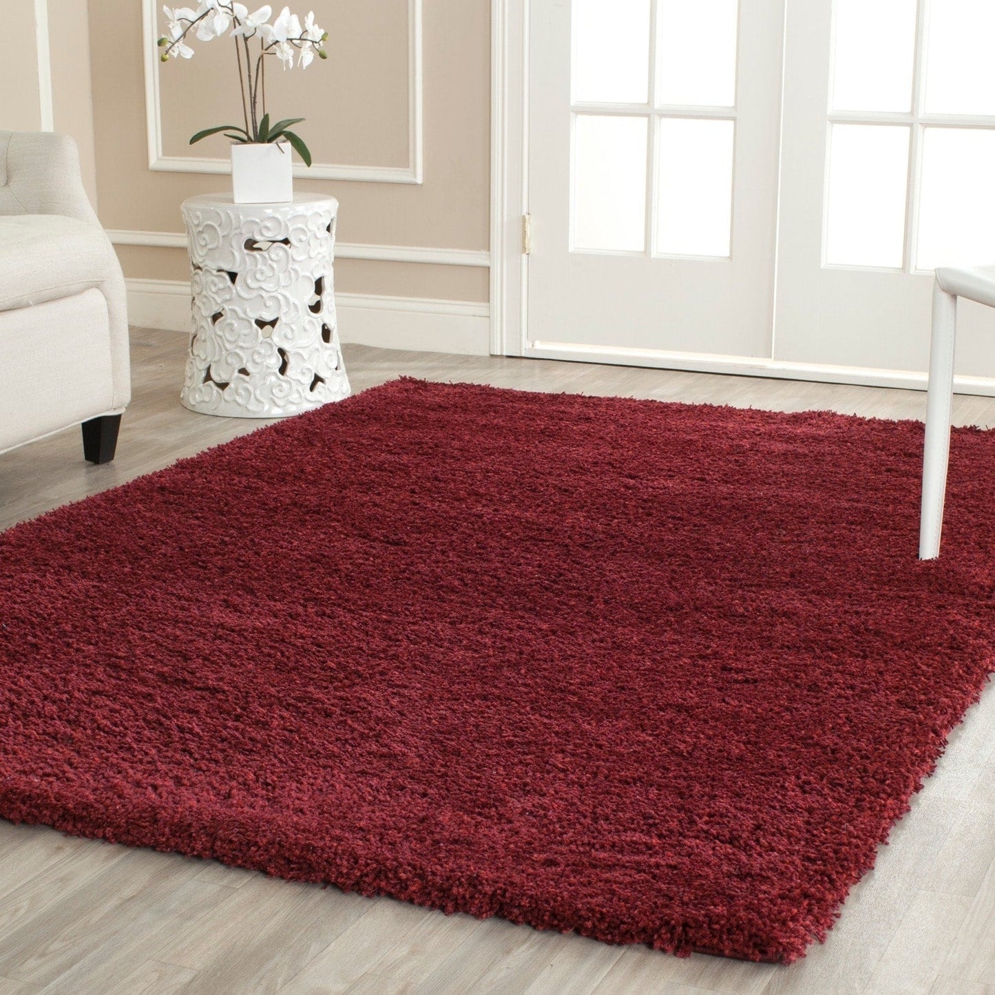 Cozy Soft Thick Maroon Shag Area Rug 2-inch Pile Height