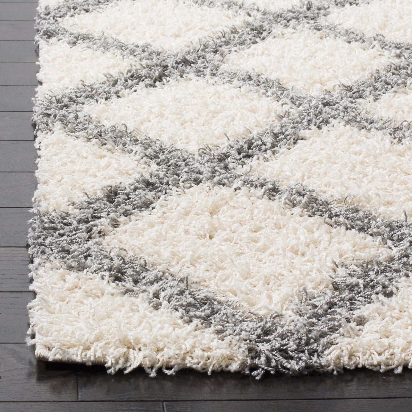 Ivory Grey Soft Plush Area Rug Shag