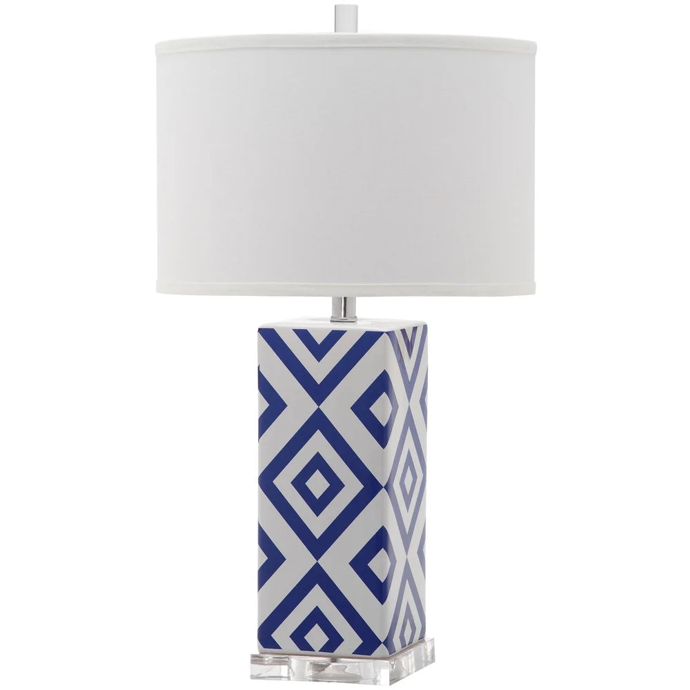 Lighting 27-inch Diamonds Navy Table Lamp - 15"x15"x27"