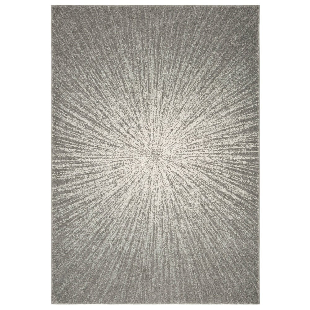 Contemporary Burst Pattern Dark Grey Ivory Soft Area rugs