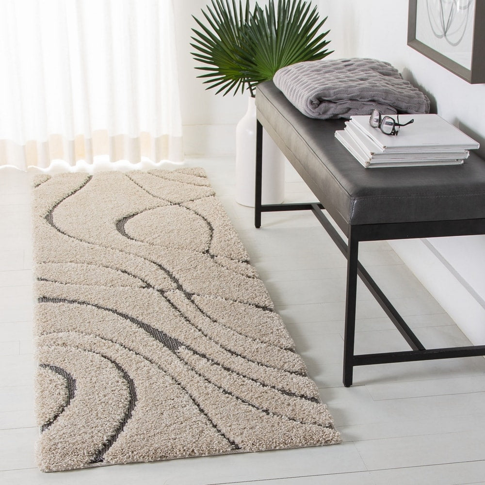Florida Shag Sigtraud Abstract Waves Thick Soft Area Rug