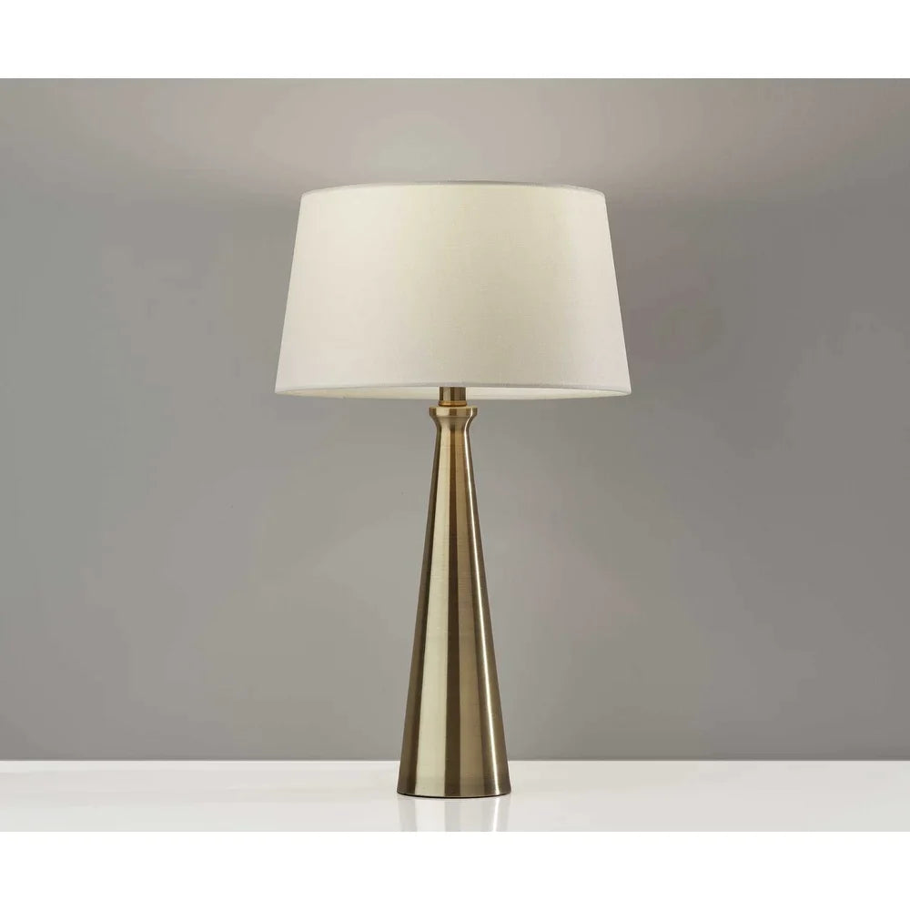 Set of 2 Contemporary Tapered Brass Metal Table Lamps - 13 x 13 x 22