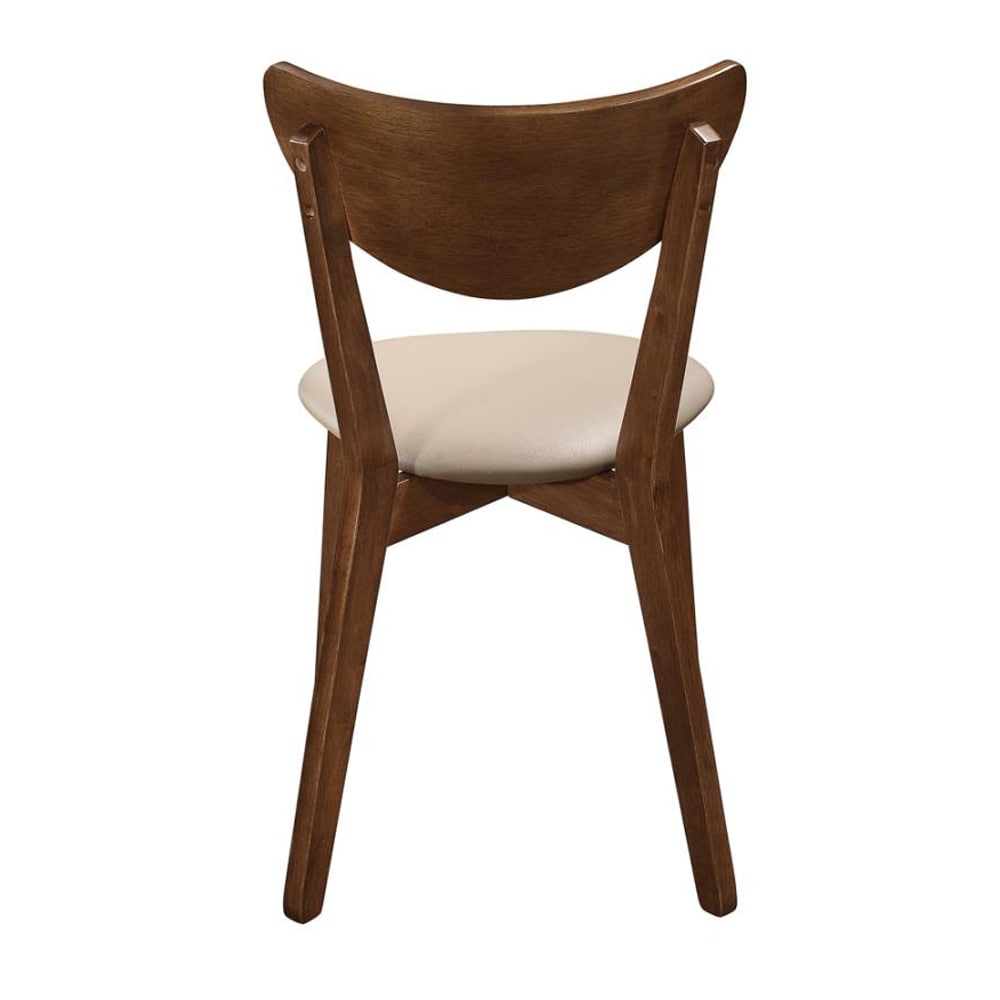 Set of 2 Dining Side Chairs in Beige and Chesnut