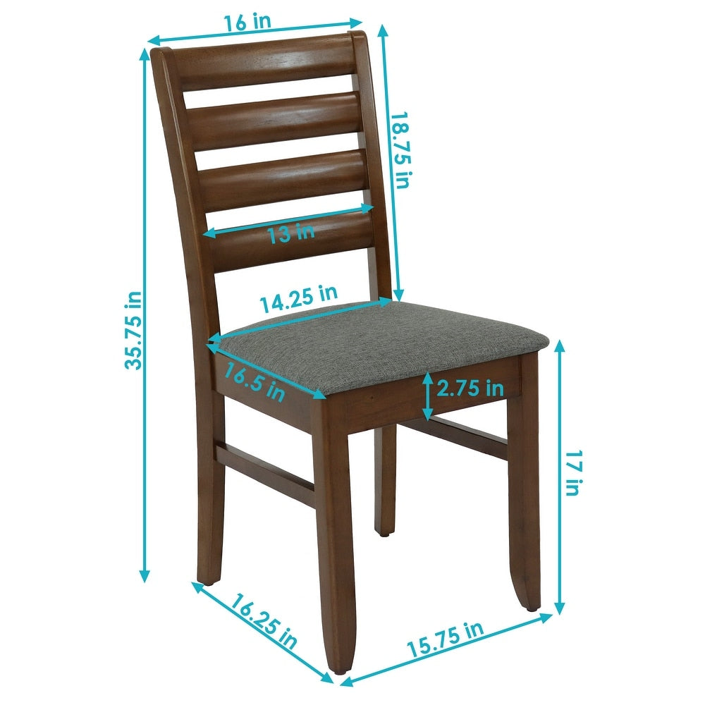 Set of 2 Ladder-Back Cushioned Dining Chairs