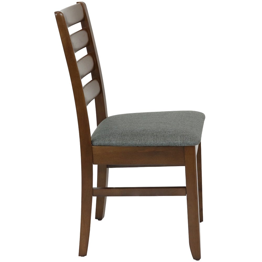 Set of 2 Ladder-Back Cushioned Dining Chairs
