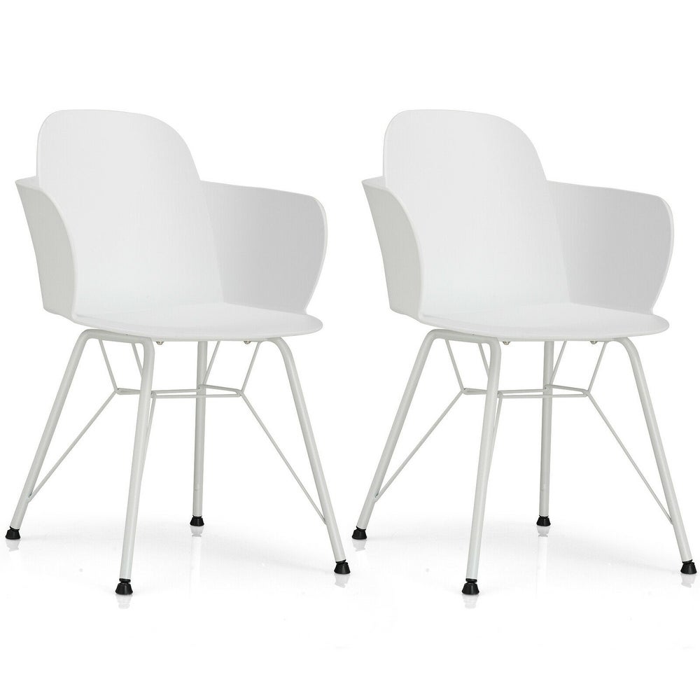 Chair - 19"x Set of 2 Metal Frame Modern Petal-Shape Plastic Dining 19" x 33"(L x W x H)