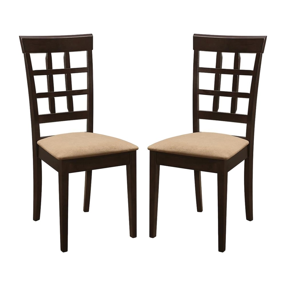 Set of 2 Side Chairs in Cappuccino and Tan
