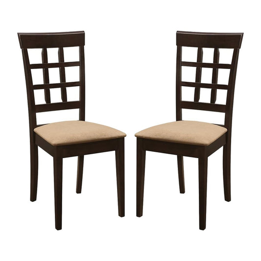 Set of 2 Side Chairs in Cappuccino and Tan