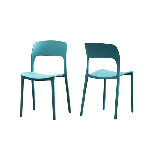 Set of 2 Teal Blue Solid Contemporary Dining Chairs 33"