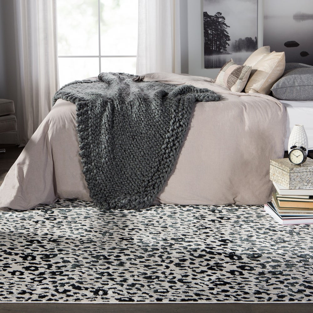 Bellamy Power-loomed Gray/ Black Soft Area Rug