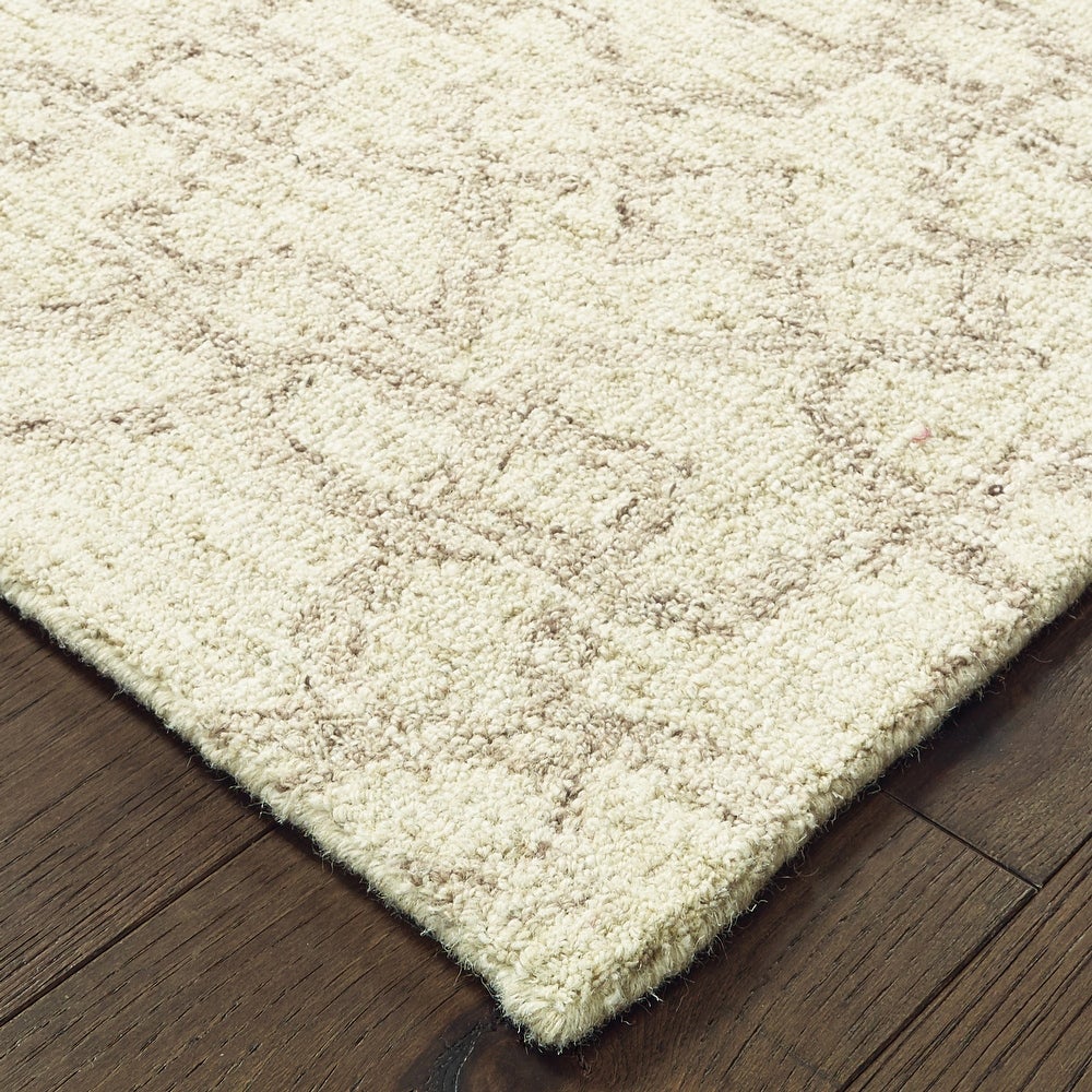 Brooke Faded Geometric Tan/ Ivory Soft Area Rug