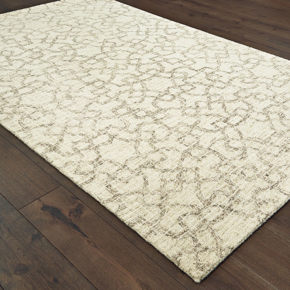 Brooke Faded Geometric Tan/ Ivory Soft Area Rug