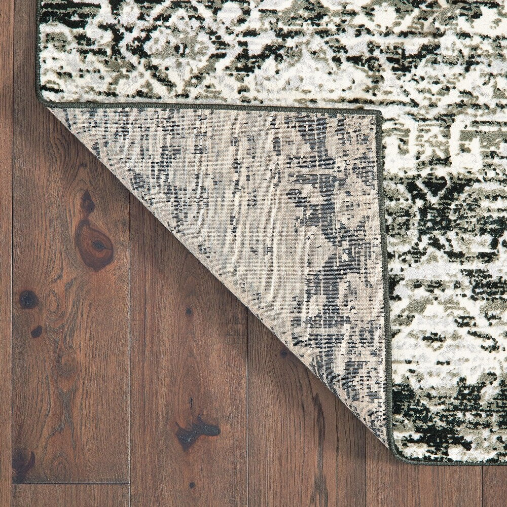 Burns Distressed Tribal Grey/ Ivory Soft Area Rug