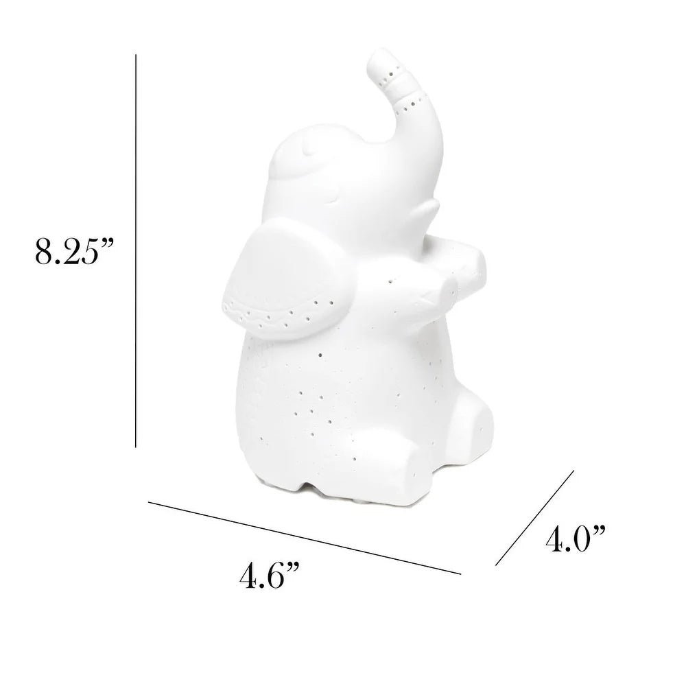 Simple Designs Porcelain Elephant Shaped Table Lamp - 4.56"L X 4.01"W X 8.18"H