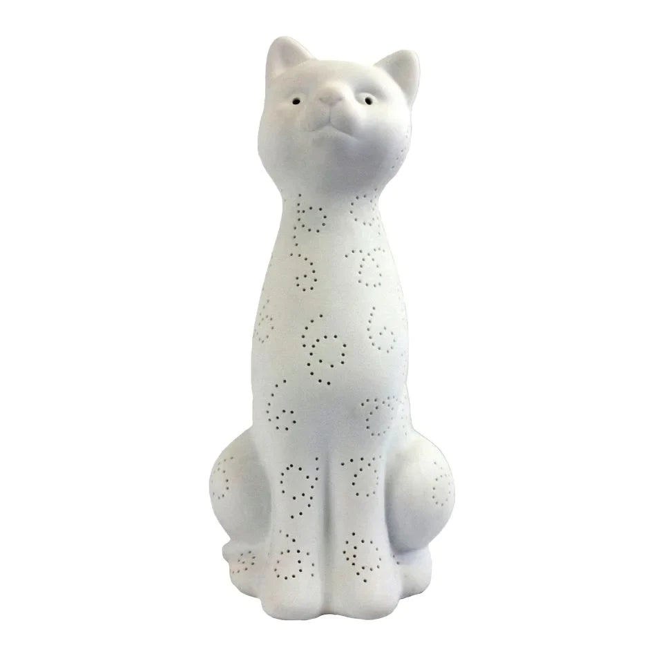 Simple Designs Porcelain Kitty Cat Shaped Animal Light Table Lamp - 5.51"W X 5.51"L X 12.2"H