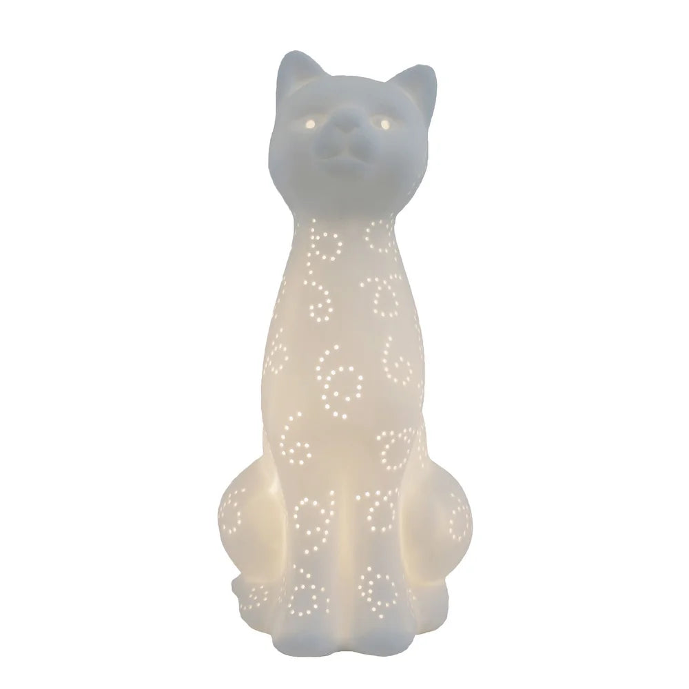 Simple Designs Porcelain Kitty Cat Shaped Animal Light Table Lamp - 5.51"W X 5.51"L X 12.2"H