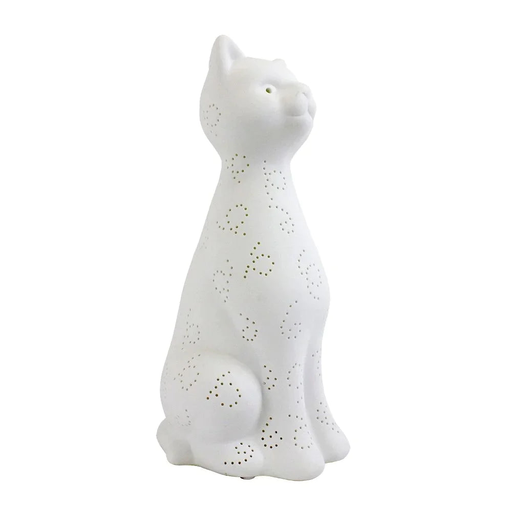 Simple Designs Porcelain Kitty Cat Shaped Animal Light Table Lamp - 5.51"W X 5.51"L X 12.2"H