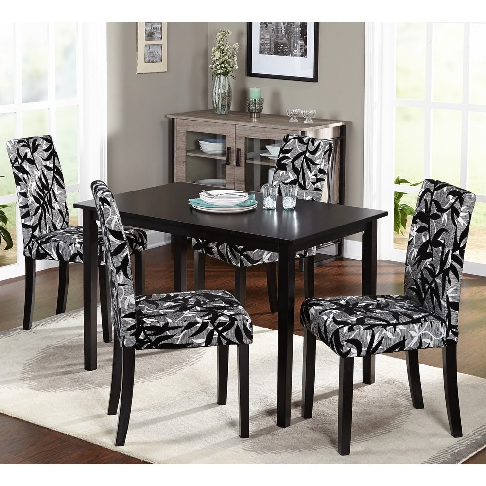 Simple Living Parson Black and Silver Rubber Wood Dining Chairs (Set of 2)