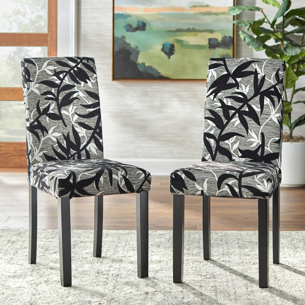 Simple Living Parson Black and Silver Rubber Wood Dining Chairs (Set of 2)