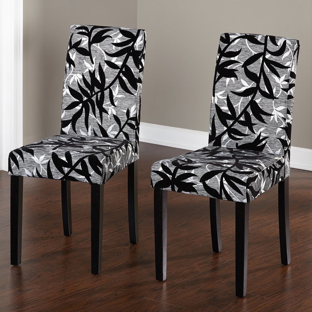 Simple Living Parson Black and Silver Rubber Wood Dining Chairs (Set of 2)