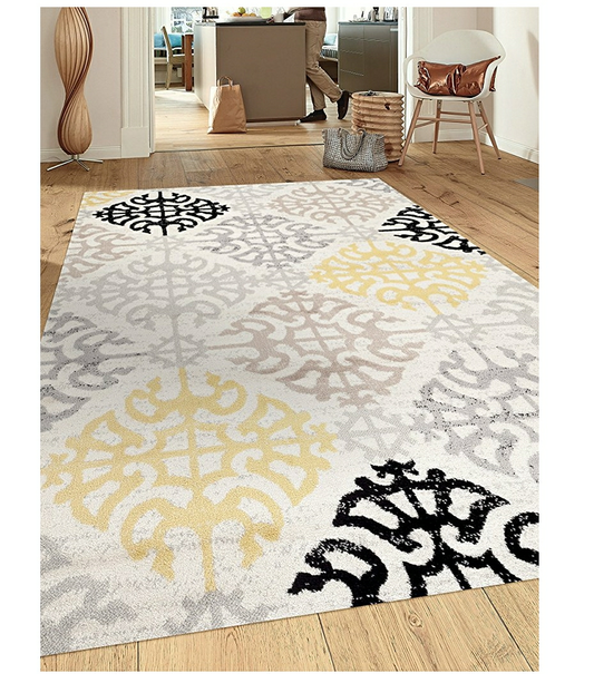 Cream Yellow Black Area Rugs