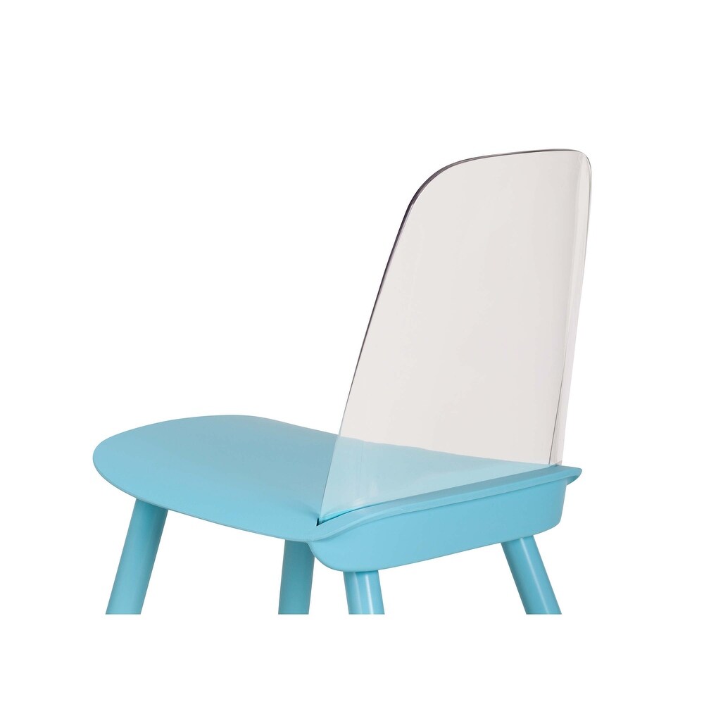 SoCo Chair in Blue - Transparent Clear Seat Back - Dining Table Size Standard