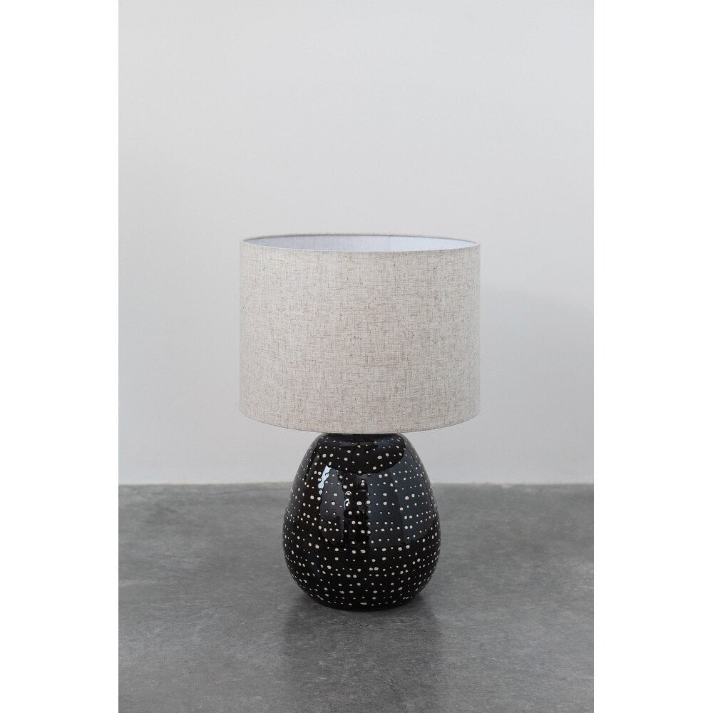 Stoneware Table Lamp, Black & White