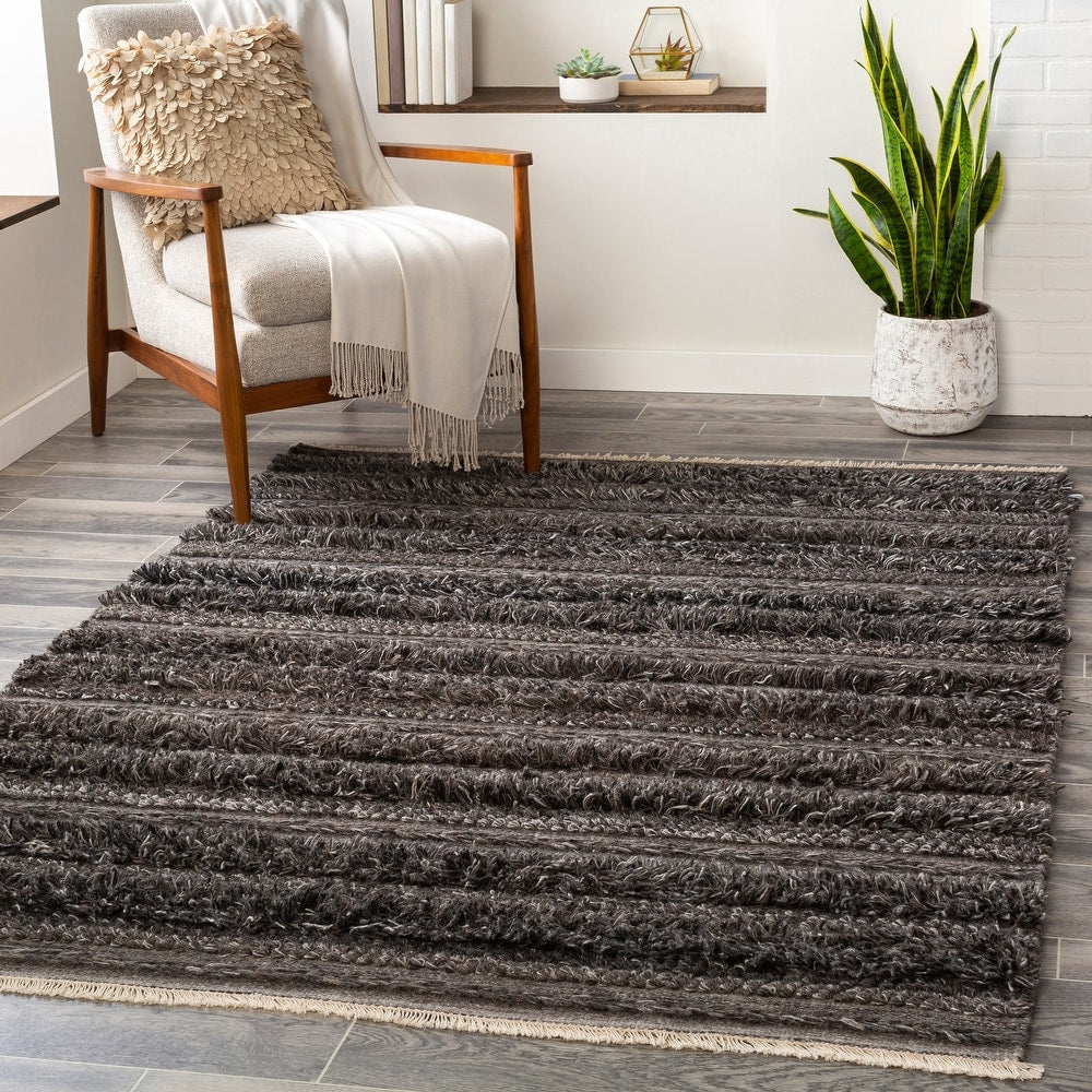 Striata Global Wool/Viscose Hand-Woven Area Soft Rug