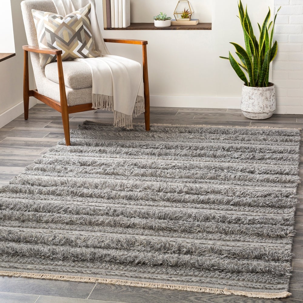 Striata Global Wool/Viscose Hand-Woven Area Soft Rug