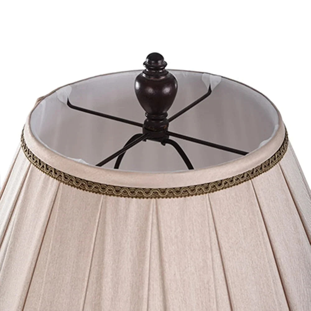 StyleCraft Barbados Dark Brown With Khasi Silver Table Lamp - Cream Fabric Shade