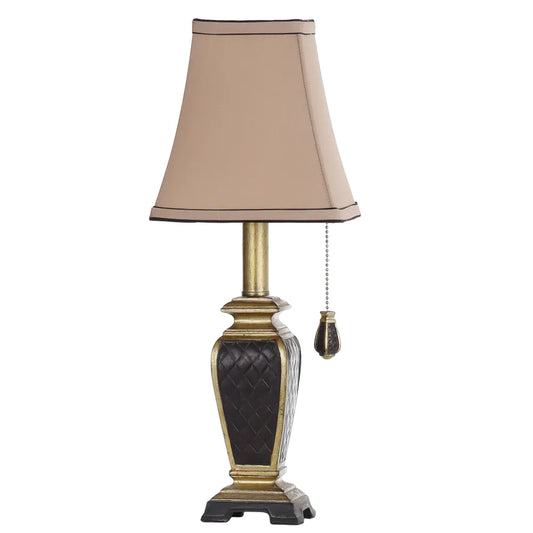 StyleCraft Brompton Black And Gold Accent Table Lamp - Gold Fabric Shade