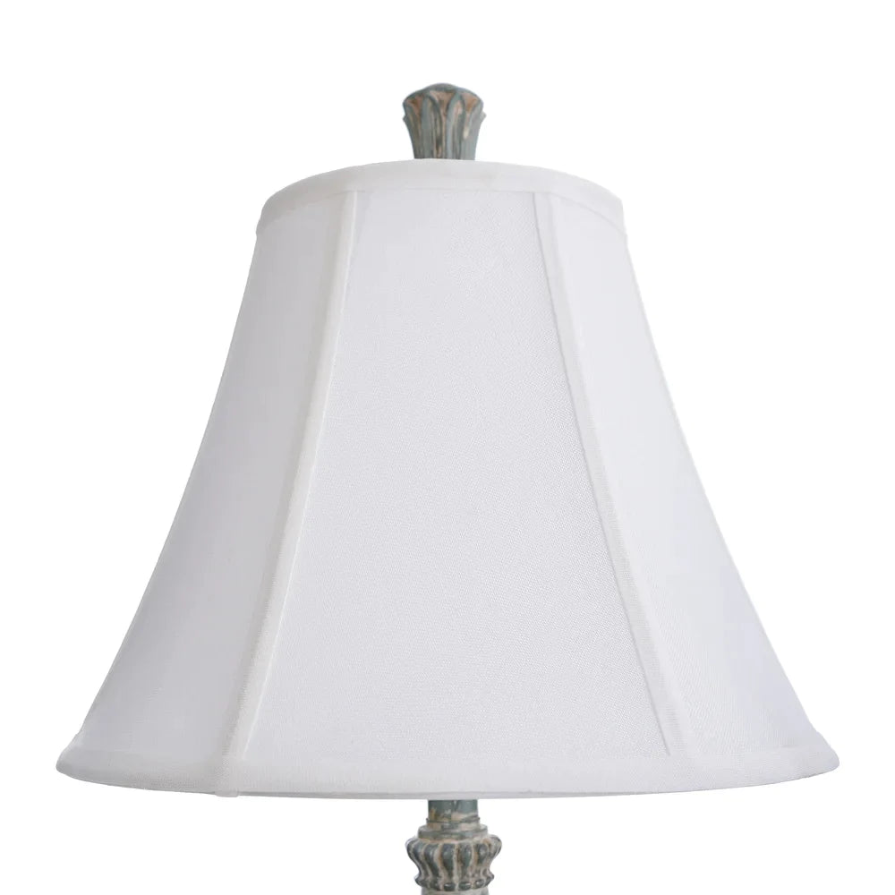 StyleCraft Cibali Blue Table Lamp - White Softback Fabric Shade