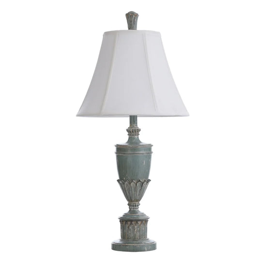 StyleCraft Cibali Blue Table Lamp - White Softback Fabric Shade