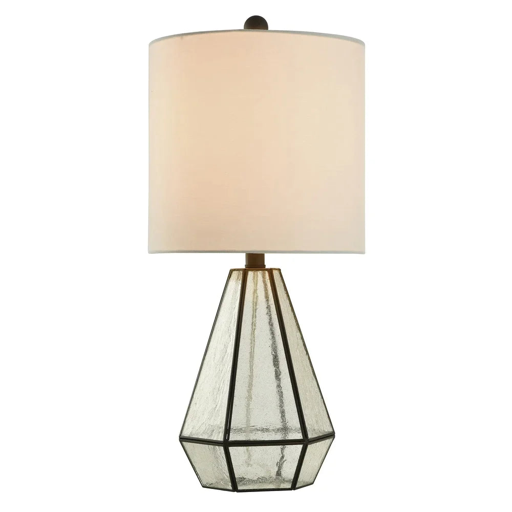 StyleCraft Metal Cage and Glass Aged Bronze Table Lamp - White Shade