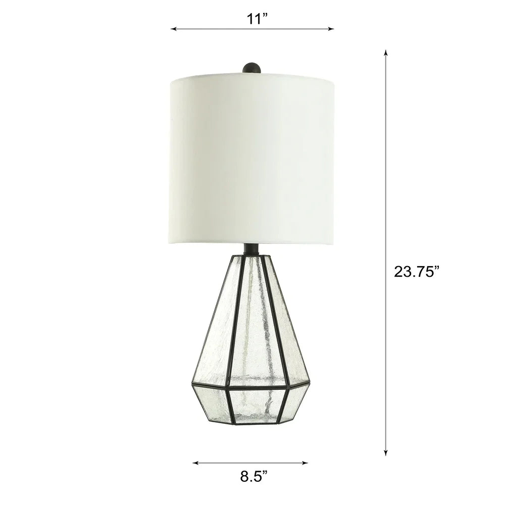 StyleCraft Metal Cage and Glass Aged Bronze Table Lamp - White Shade