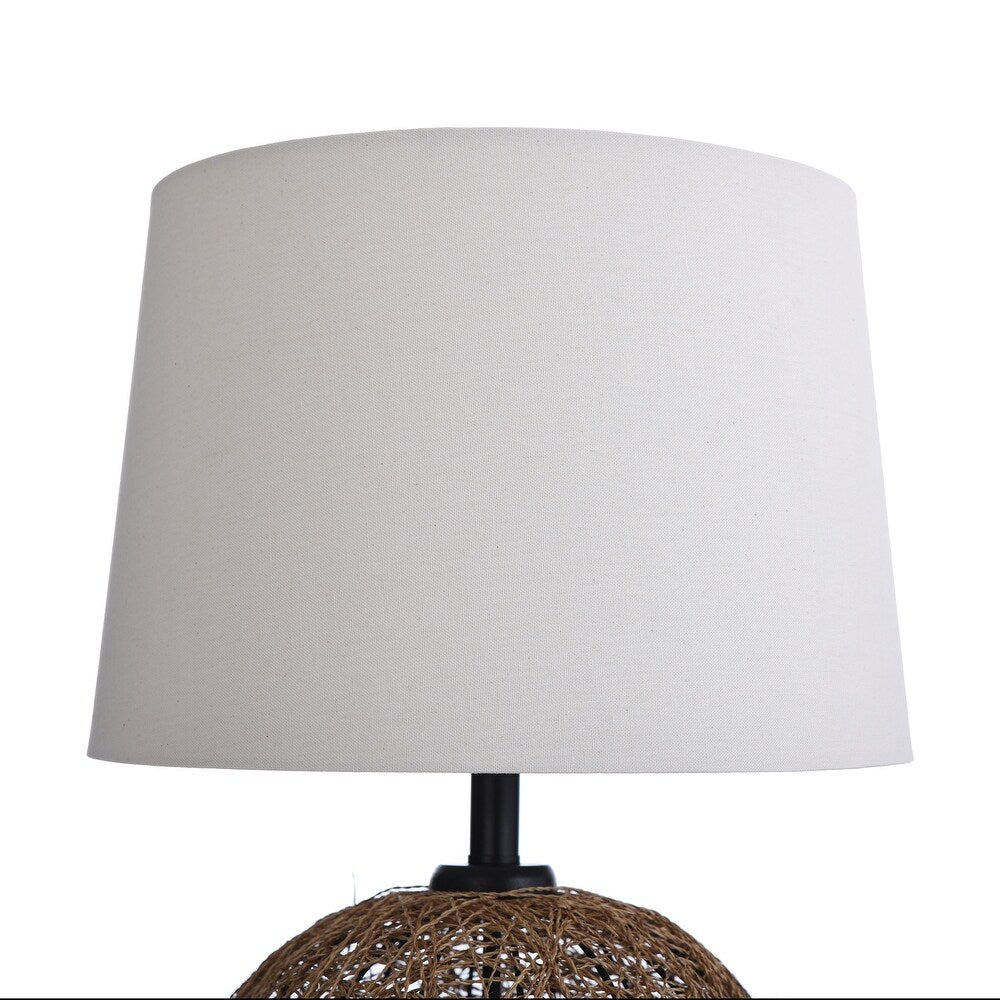 StyleCraft Natural Rope Table Lamp - Beige Hardback Fabric Shade