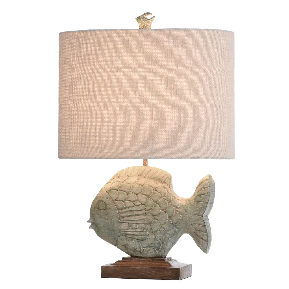 StyleCraft Ocean Blue Sculpted Fin and Scale Fish Table Lamp