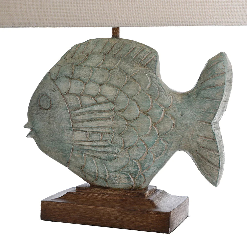 StyleCraft Ocean Blue Sculpted Fin and Scale Fish Table Lamp